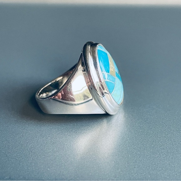 🎉Sold🎉 Carolyn Pollack Relios Turquoise Stone Mosaic Sterling Silver Ring - Picture 10 of 10
